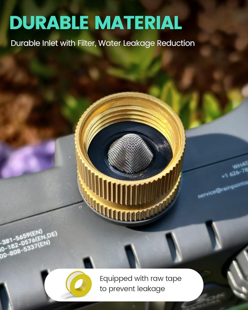 RAINPOINT Sprinkler Timer 2 Outlet, Water Timer for Garden Hose, for Yard Outdoor Watering, Rain Delay/Manual/Automatic System Controller Brass Inlet, V2 - Image 4